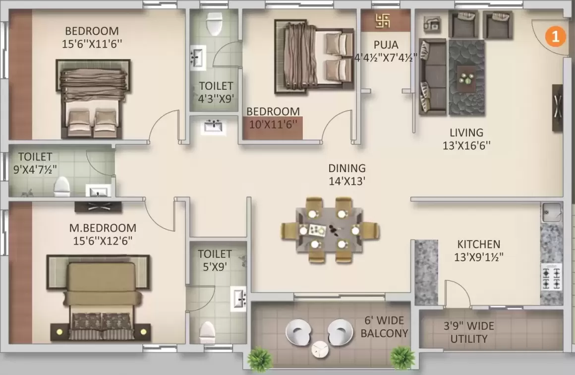 Floor plan for Anuhar Sunny Side