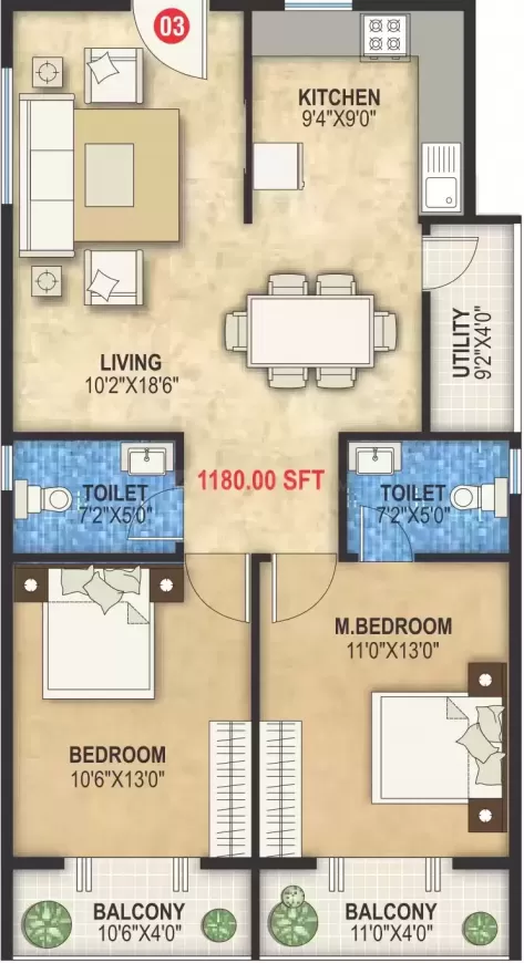 Floor plan for DLR Pride