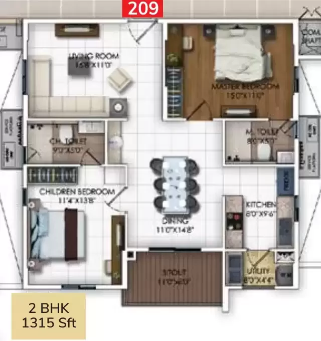 Floor plan for DSR RR Avenues