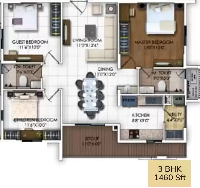 Floor plan for DSR RR Avenues