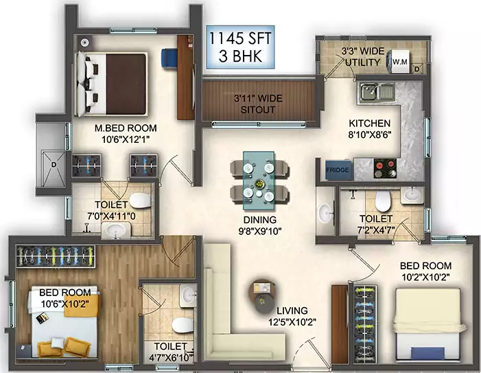 Floor plan for Krishnaja Northcity