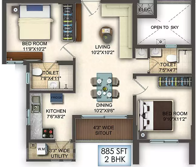 Floor plan for Krishnaja Northcity