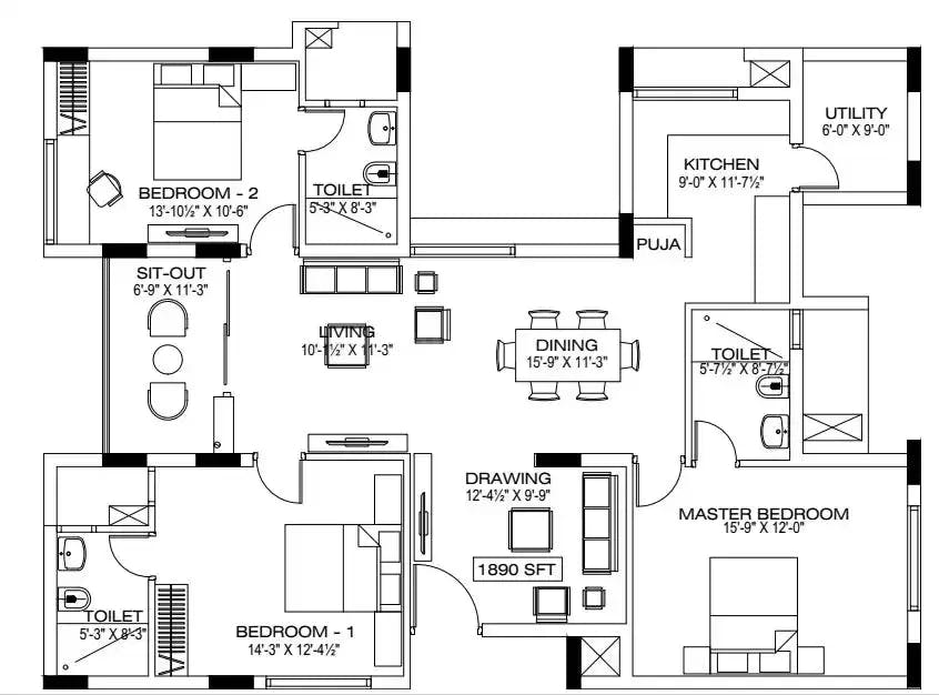 Floor plan for Manbhum Around the Grove