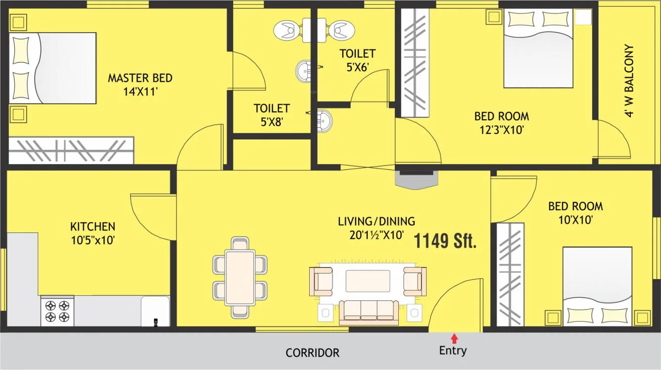 Floor plan for Modi Paradise Homes