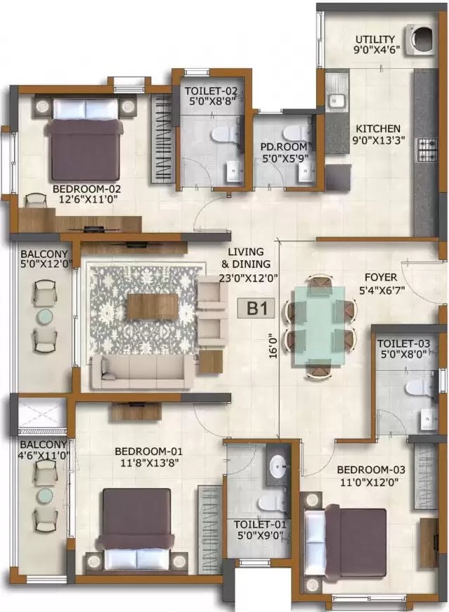 Floor plan for Prestige Waterford