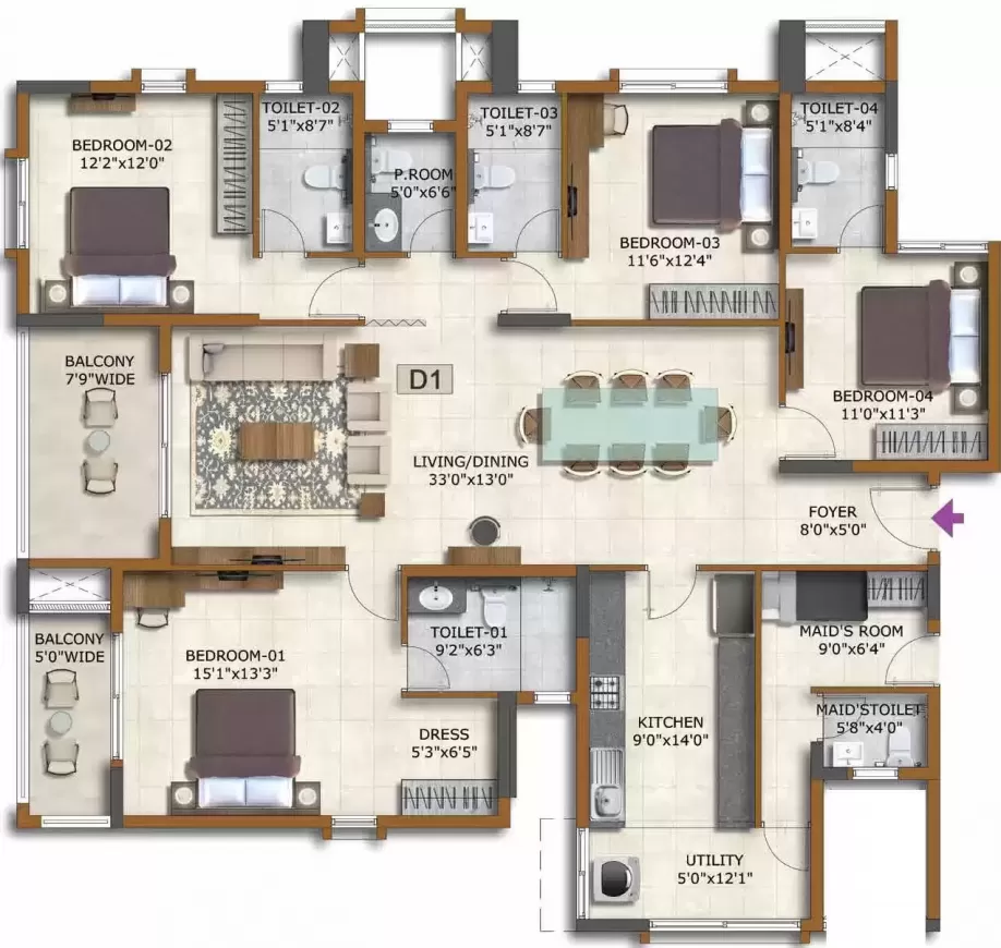 Floor plan for Prestige Waterford