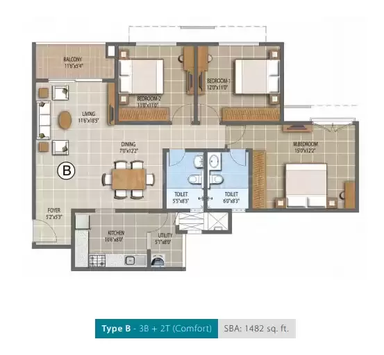 Floor plan for Purva Palm Beach