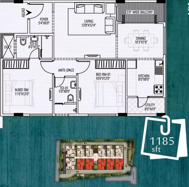 Floor plan for R K Royal Palms