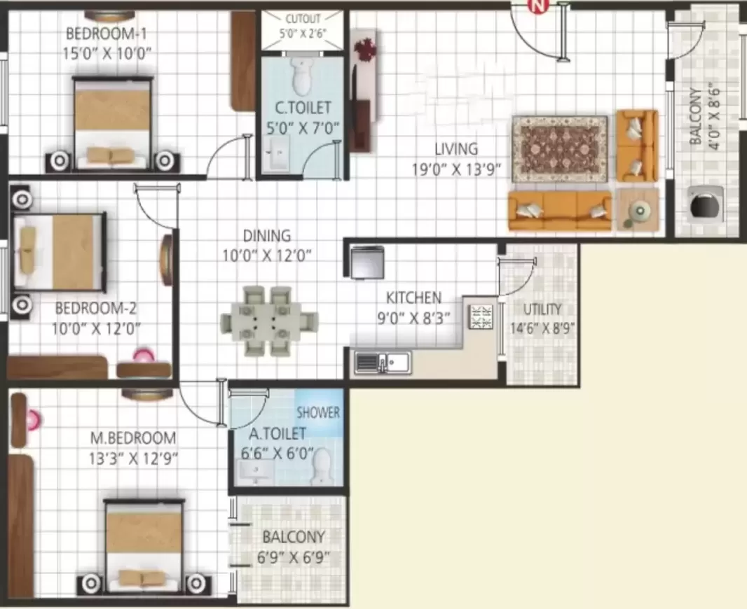 Floor plan for Sri Vani Orchids