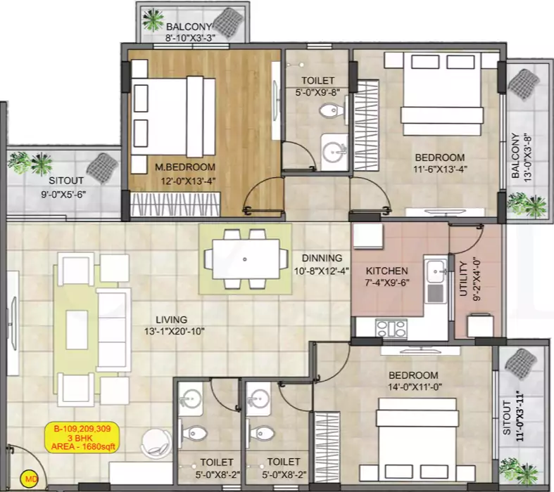 Floor plan for Hoysala Hallmark Lalith