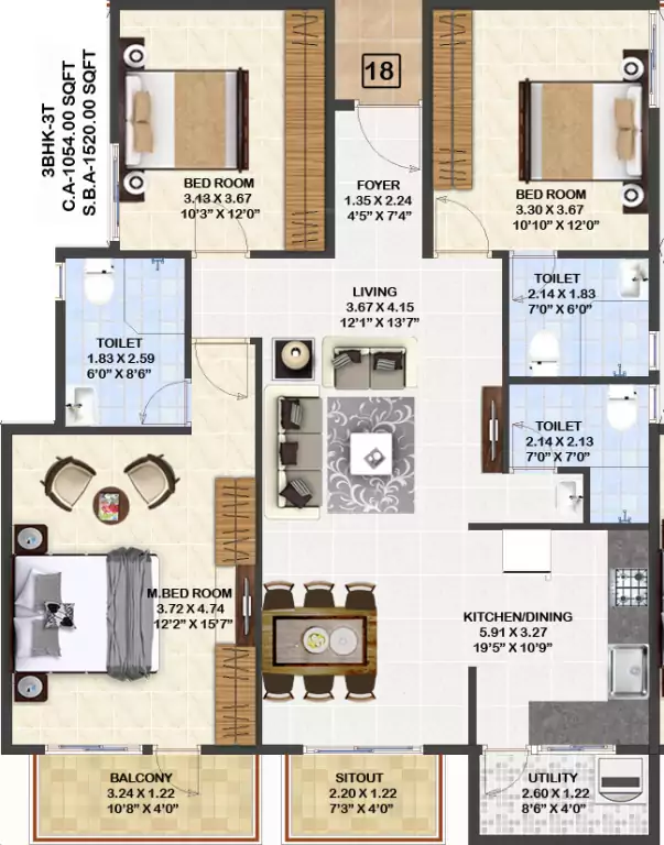 Floor plan for Mahaveer Carnation