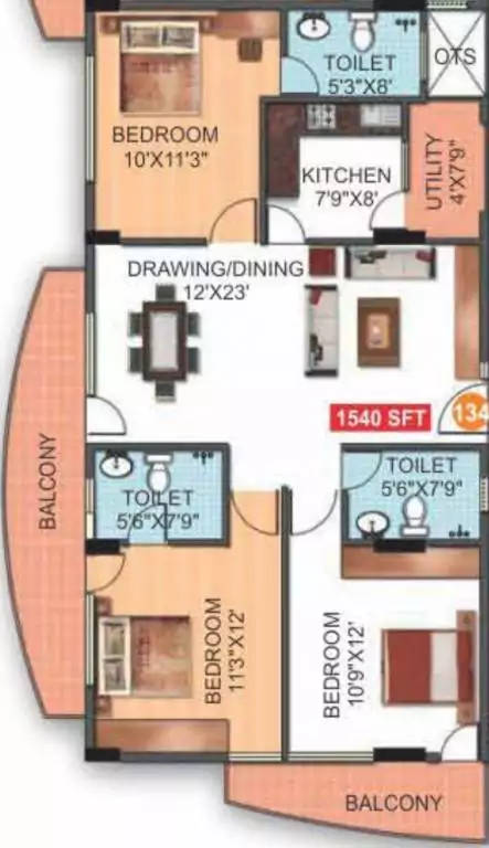 Floor plan for Roma Epicurean