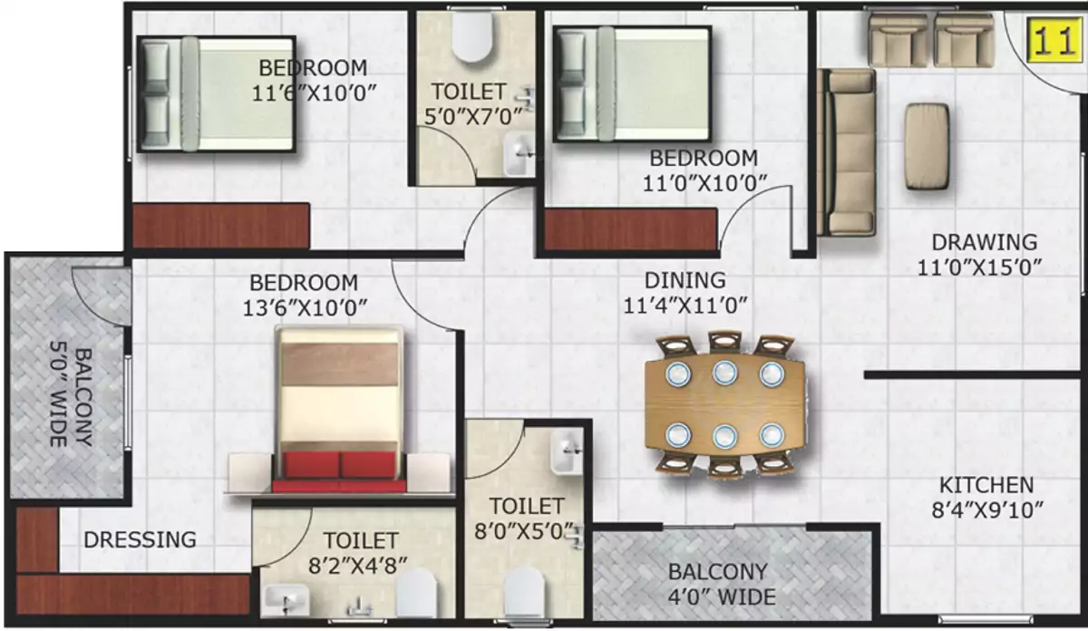 Floor plan for SM Zinnia