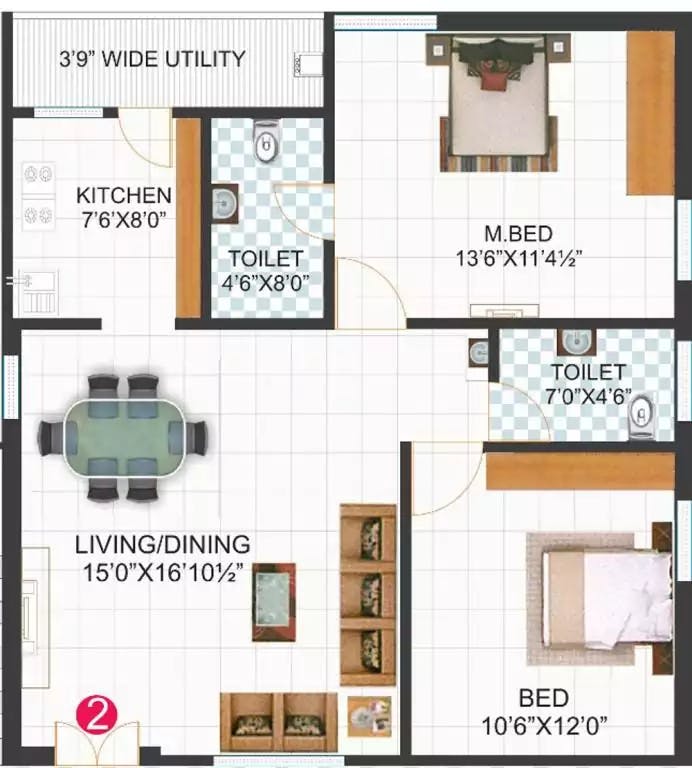 Floor plan for Pratyusha Sree Rama Residency