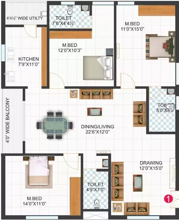 Floor plan for Pratyusha Sree Rama Residency