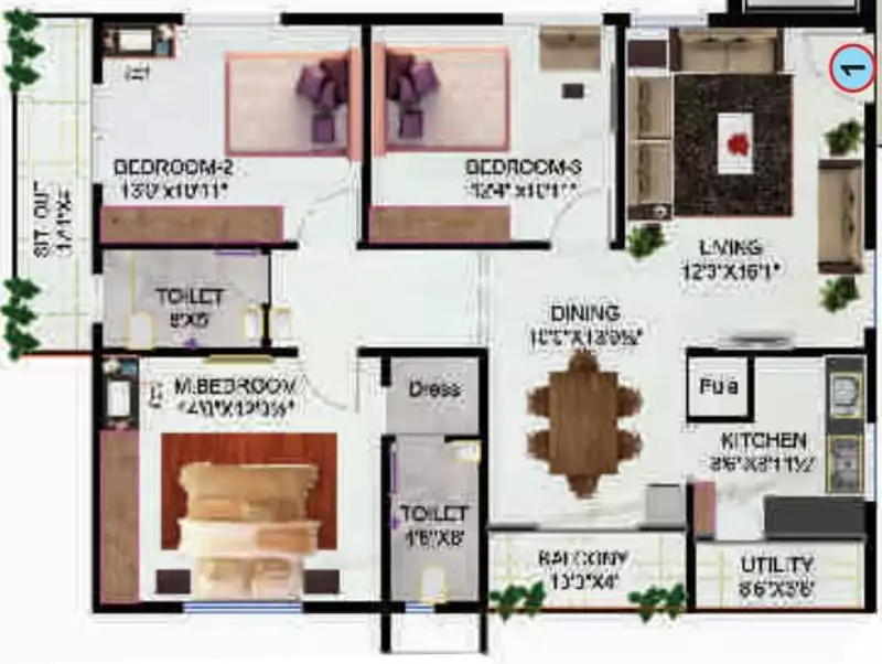 Floor plan for Sunrise Ashoka Legend