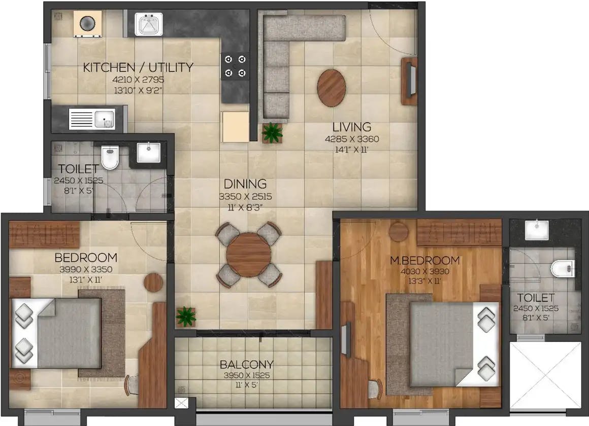 Floor plan for Brigade Cornerstone Utopia