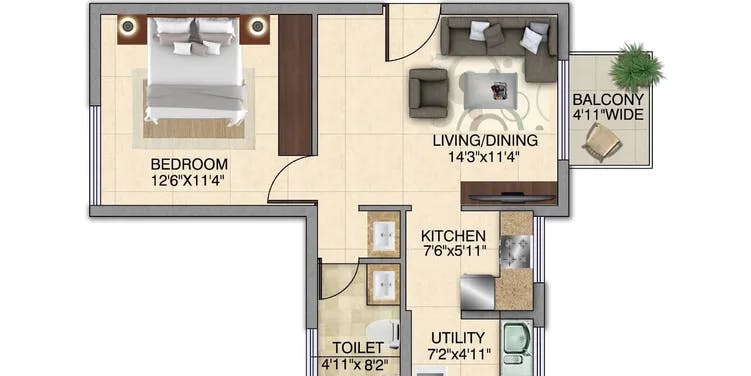 Floor plan for Kolte Patil iTowers Exente