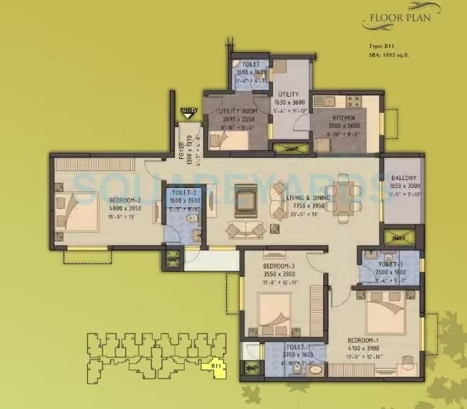 Floor plan for Sobha Forest View