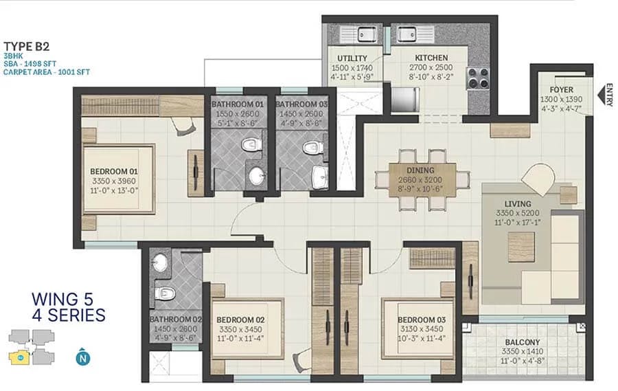 Floor plan for Sobha Manhattan Towers Town Park Phase 2 W 1 And 2