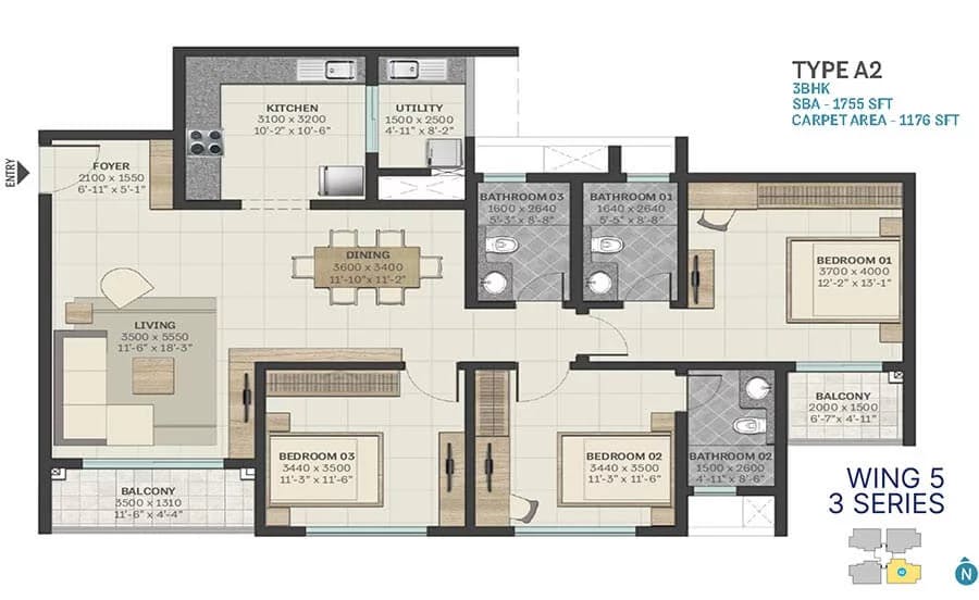 Floor plan for Sobha Manhattan Towers Town Park Phase 2 W 1 And 2