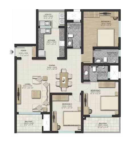 Floor plan for Sobha Palm Court